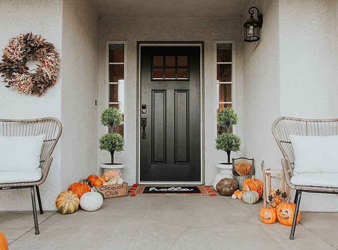 Artificial Topiary Trees Outdoor Boxwood Double Ball 40''T Potted Plants Home Decor 2 Pack-VerdiqueGarden