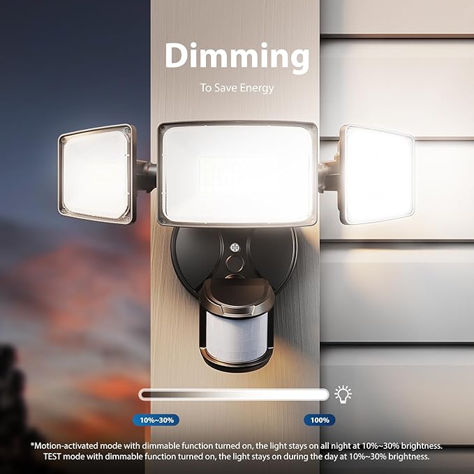 Onforu 75W LED Motion Sensor Outdoor Lights, Dusk to Dawn Flood Light Outdoor Motion Sensor, Hardwired Security Lights Floodlights Outside 7500LM 6500K Daylight IP65 Waterproof (Black)-VerdiqueGarden