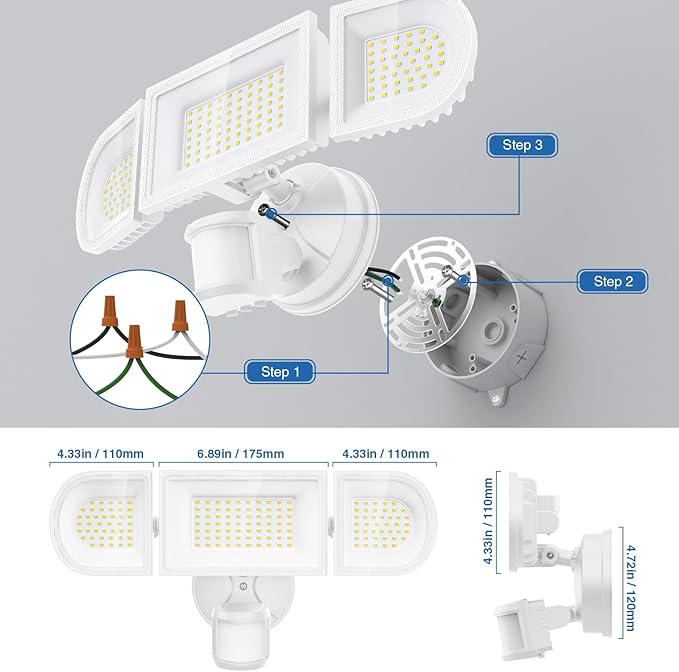 150W Motion Sensor Lights Outdoor for Outside, 15000LM LED Flood Lights Outdoor Wired Dusk to Dawn, Exterior Security Floodlight Fixture Waterproof IP65, Outdoor Lighting for House, Garage-VerdiqueGarden