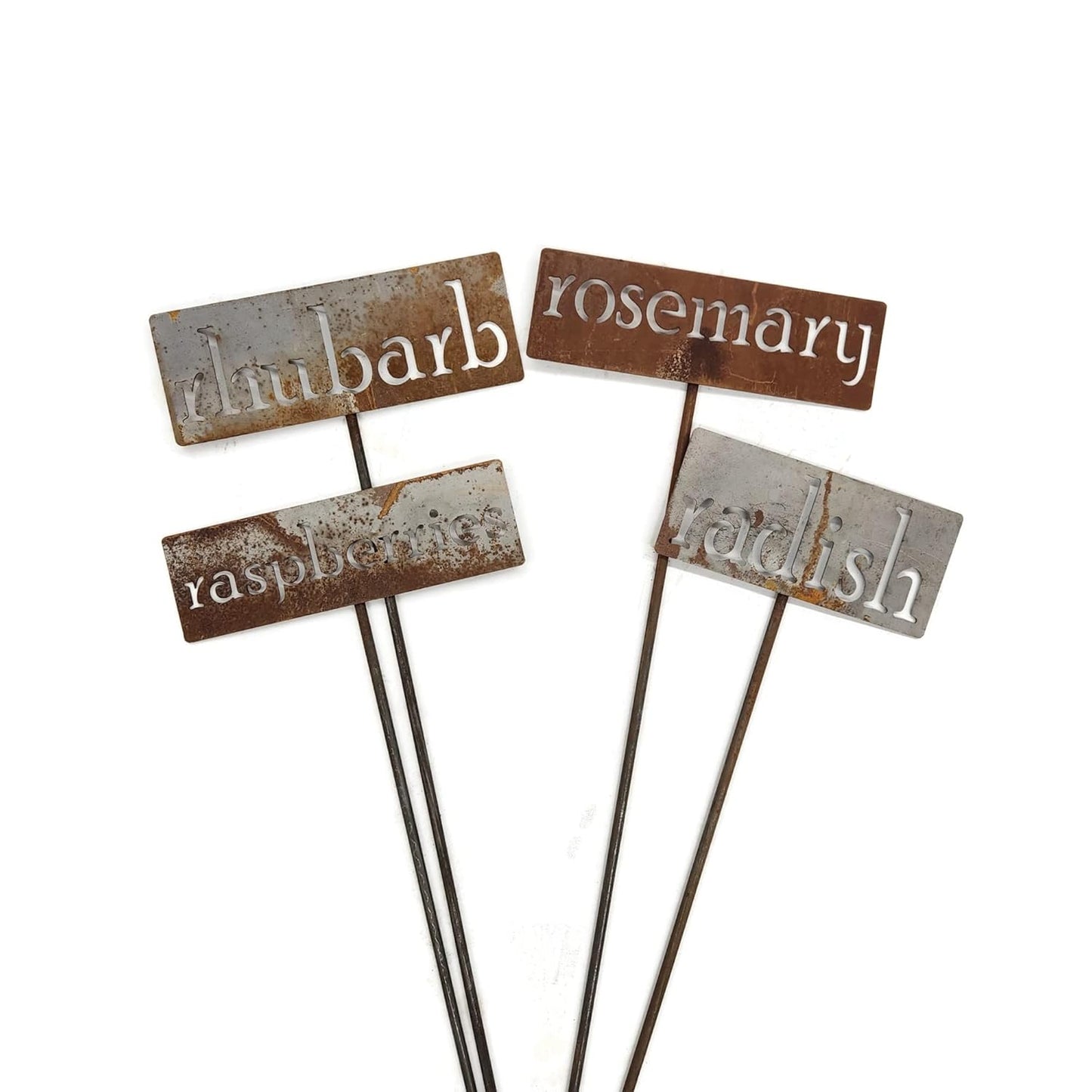Classic Metal Garden Markers 19 Inches Tall (rhubarb, Naturally Rusted)-VerdiqueGarden