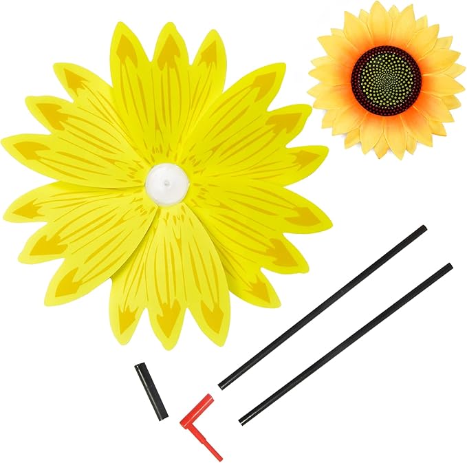 6pcs Sunflower Lawn Pinwheels Wind Spinners Large Windmill Pinwheel for Garden,Yard, Party Outdoor Decor (Sunflower Pinwheels)-VerdiqueGarden
