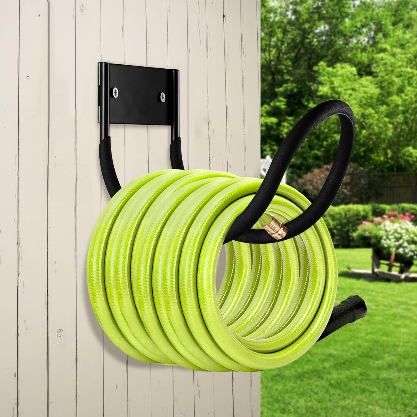 Hose Hanger, Heavy Duty Metal Hose Holder Wall Mount, Hook for Garden Hose/Expandable Hose/Hose Reel/Water Hose/Pocket Hose/Flexable Hose/Magic Hose (Hose Holder 125 Ft)-VerdiqueGarden