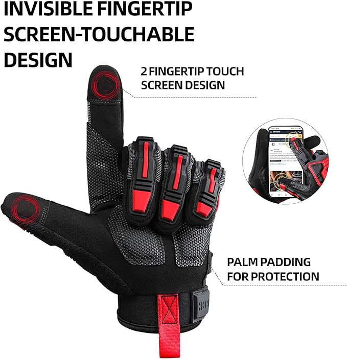 DULFINE Impact-Resistant Work Gloves Men, Heavy Duty Mechanic Gloves,Touch Screen,Ideal for Construction,Forestry, Oil Rig Drilling,Mechanic-VerdiqueGarden