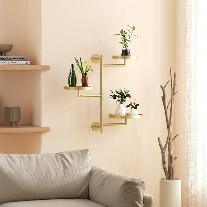Rotating Window Plant Shelves, 3-Tier Metal Plant Shelf Indoor, Gold Plant Stand, Plant Rack for Wall Planters for Plants Window Sill Gifts for Plant Lovers-VerdiqueGarden