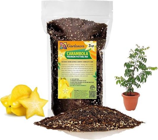 Premium Carambola Potting Soil Mix - Perfect Balance of Nutrients, Drainage, and Aeration for Thriving Starfruit Trees - 3 Quart-VerdiqueGarden