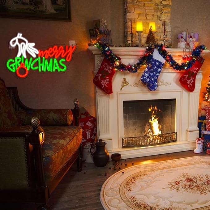 WLHOPE Merry Christmas Neon Sign, Green Red Christmas Neon Signs for Wall Decor, Merry Christmas Led Signs for Christmas Party Backdrop Bedroom Window Bar Club Shop, Christmas Gift Decoration-VerdiqueGarden