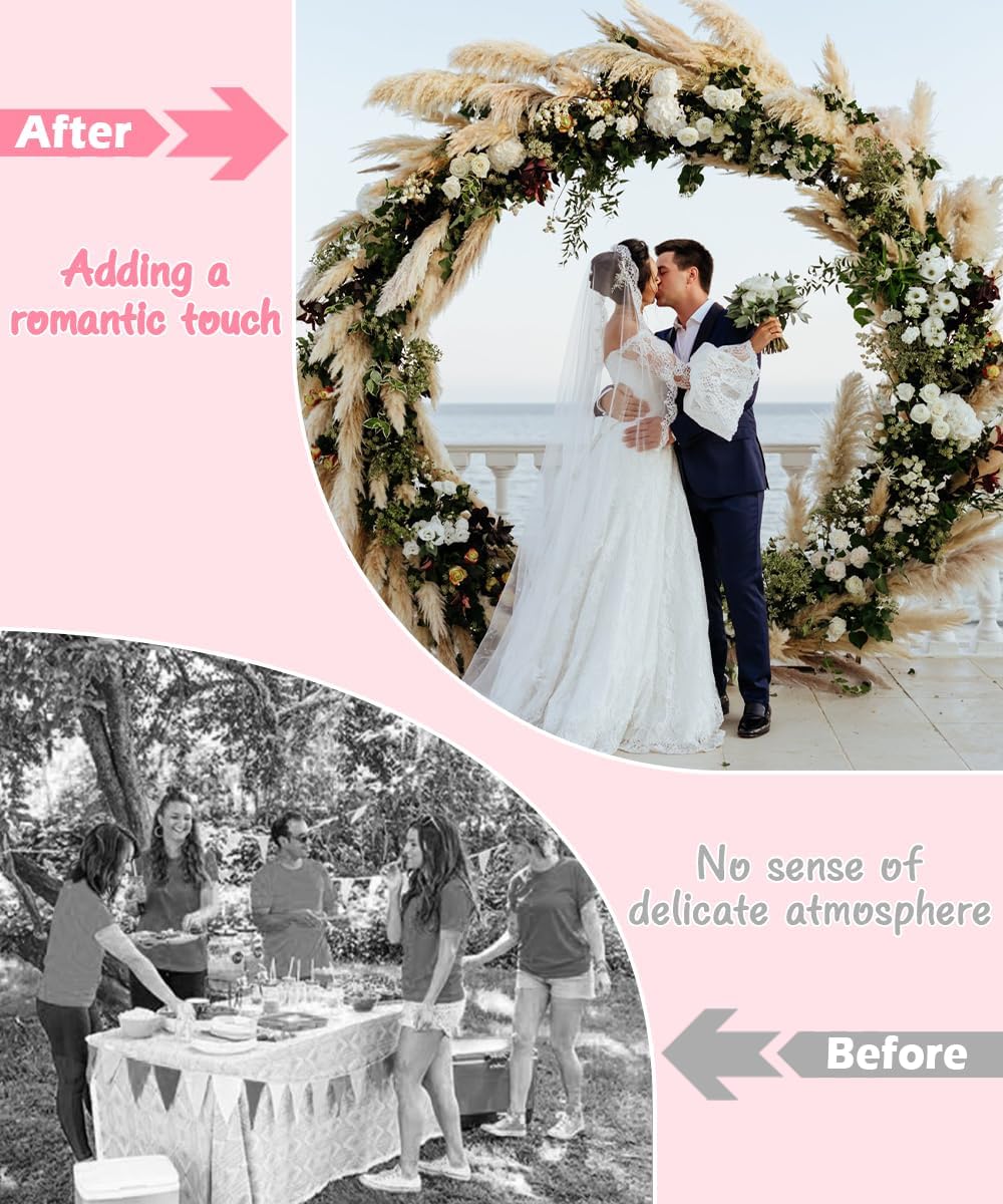 Queension Metal Arch Backdrop Stand 8Ft Wide 7Ft High, Wedding Arch Frame for Wedding Decorations, Balloon Arch Stand with Base for Ceremony, Outdoor Garden Arch Trellis for Climbing Plants, Gold-VerdiqueGarden