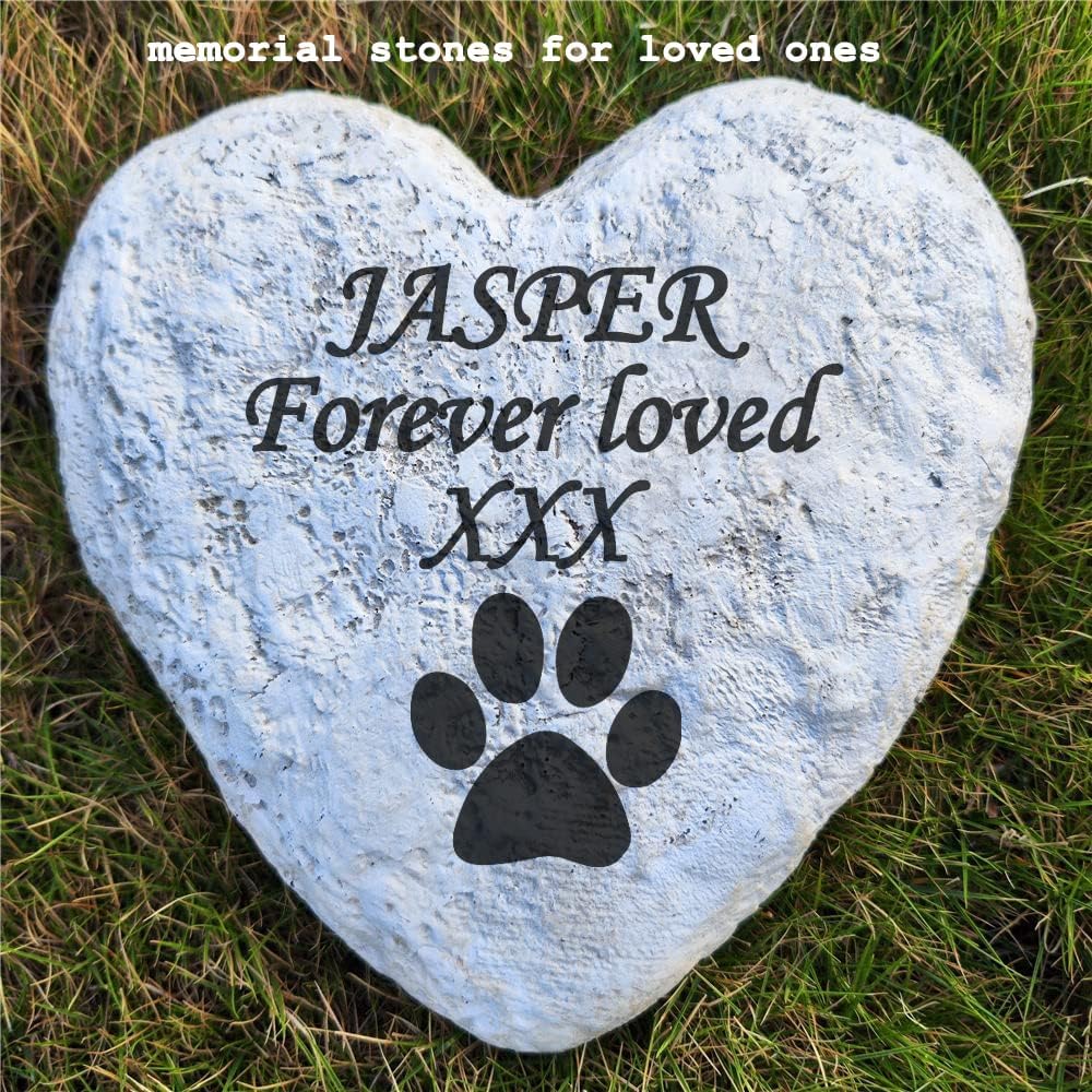 Personalized Decorative Garden Stones Engraved with Any Message and Pattern, Heart Shaped Grave Memorial Rocks Welcome Stones for Garden Gifts Memorial Gifts, 8.6" x 8.6"-VerdiqueGarden