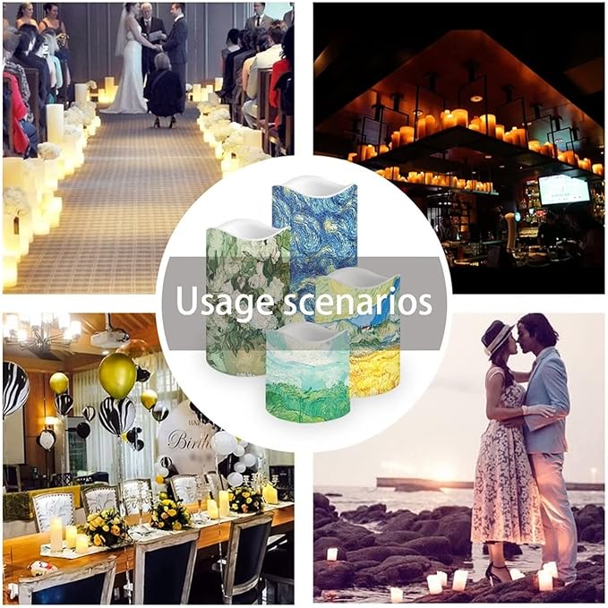 Ystardream Art Work Candles Plastic Moving Flickering LED Candles with Remote Color Changing & Timer,4 Packs Won't Melt Candle for Room Decor Accessories for Christmas Halloween-VerdiqueGarden