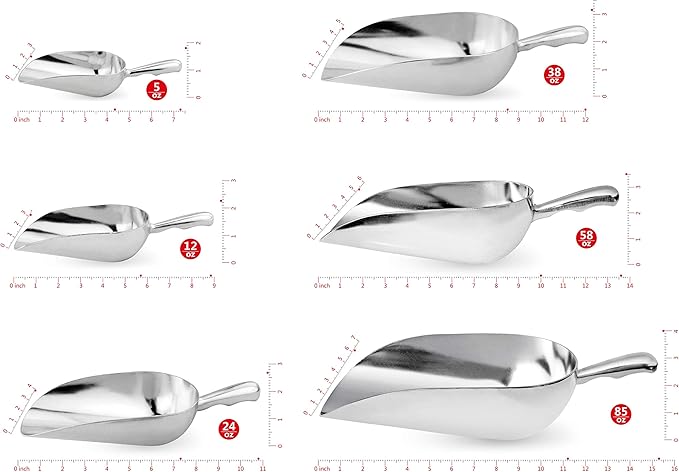 New Star Foodservice 34509 One-Piece Cast Aluminum Round Bottom Bar Ice Flour Utility Scoop, 5-Ounce, Silver (Hand Wash Only)-VerdiqueGarden