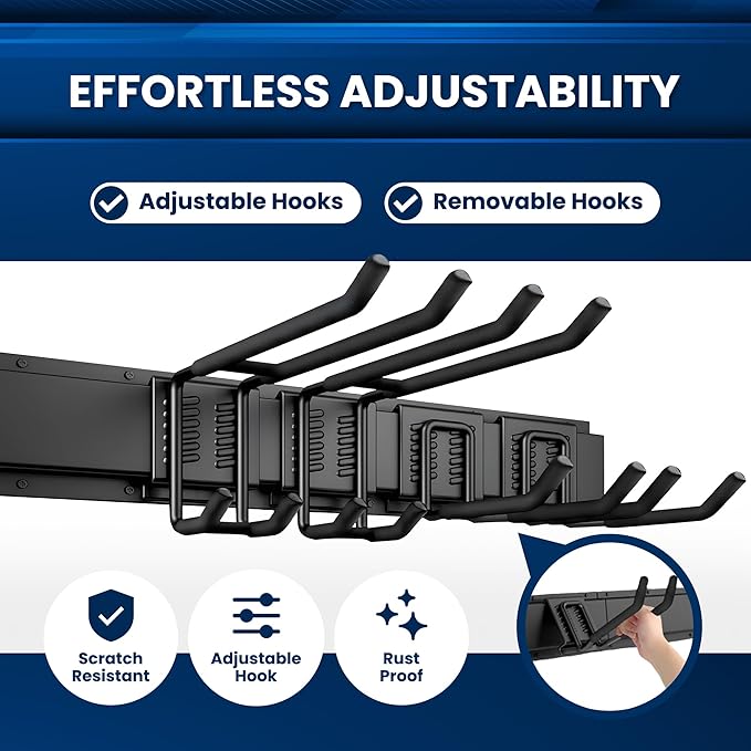 Garage Storage, Garage Organization, Garage Tool Organizer Wall Mount, Garden Tool Organization and Storage 32.1 Inches, Max 300lbs Adjustable Metal Hooks, Hangers Garden Yard Tool Rack,-VerdiqueGarden