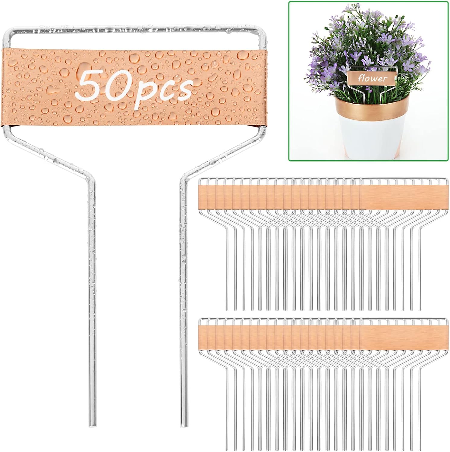 50 PCS Metal Plant Labels Plant Tags 4 Inch Plant Markers For Garden Waterproof Copper Plant Tags Outdoor Garden Label Stakes Reusable Nursery Tags Garden Plant Copper Label For Seedlings-VerdiqueGarden