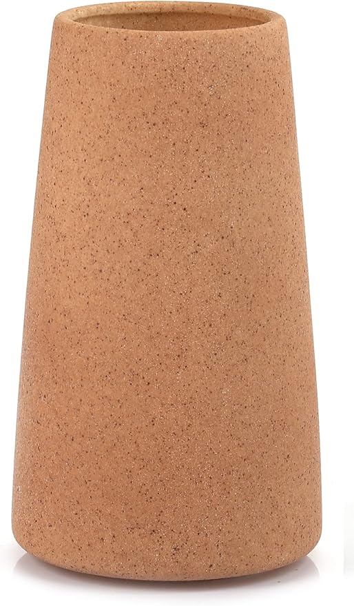 Simple Vase for Flowers Plants, Matte Vases for Modern Table Shelf Home Decor Wedding Boho Decor, 6" H Frosted Elegant Ceramic Vase for Pampas Grass Fluffy Stem Bouquet Lavender Flowers (Brown, 1)-VerdiqueGarden