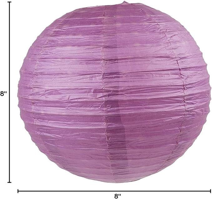 WYZworks - Round Paper Lanterns 10 Pack (Purple Plum, 8") - Hanging Paper Lanterns Lamp for Wedding, Birthday, Party and Home Decorations with 8", 10", 12", 16" Option-VerdiqueGarden