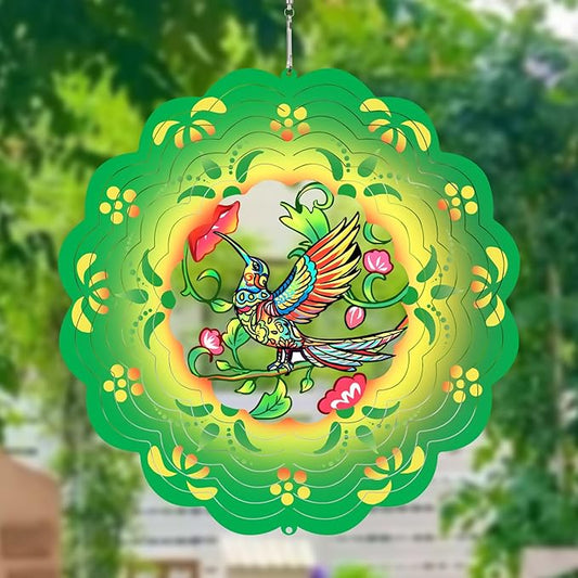 Hummingbird Wind Spinners Metal Hummingbird Gifts for Mom Women Grandma,12inch Hanging Wind Spinner for Outdoor&Indoor Decor Wind Chime Christmas Ornament Gifts for Yard Garden Decoration-VerdiqueGarden