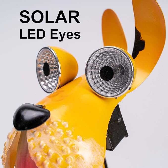 Dog Solar Lights Outdoor,Yard Art Metal Dog Statues,Outdoor Funny Dog Statue for Garden Decor Yard Lawn Ornaments-VerdiqueGarden