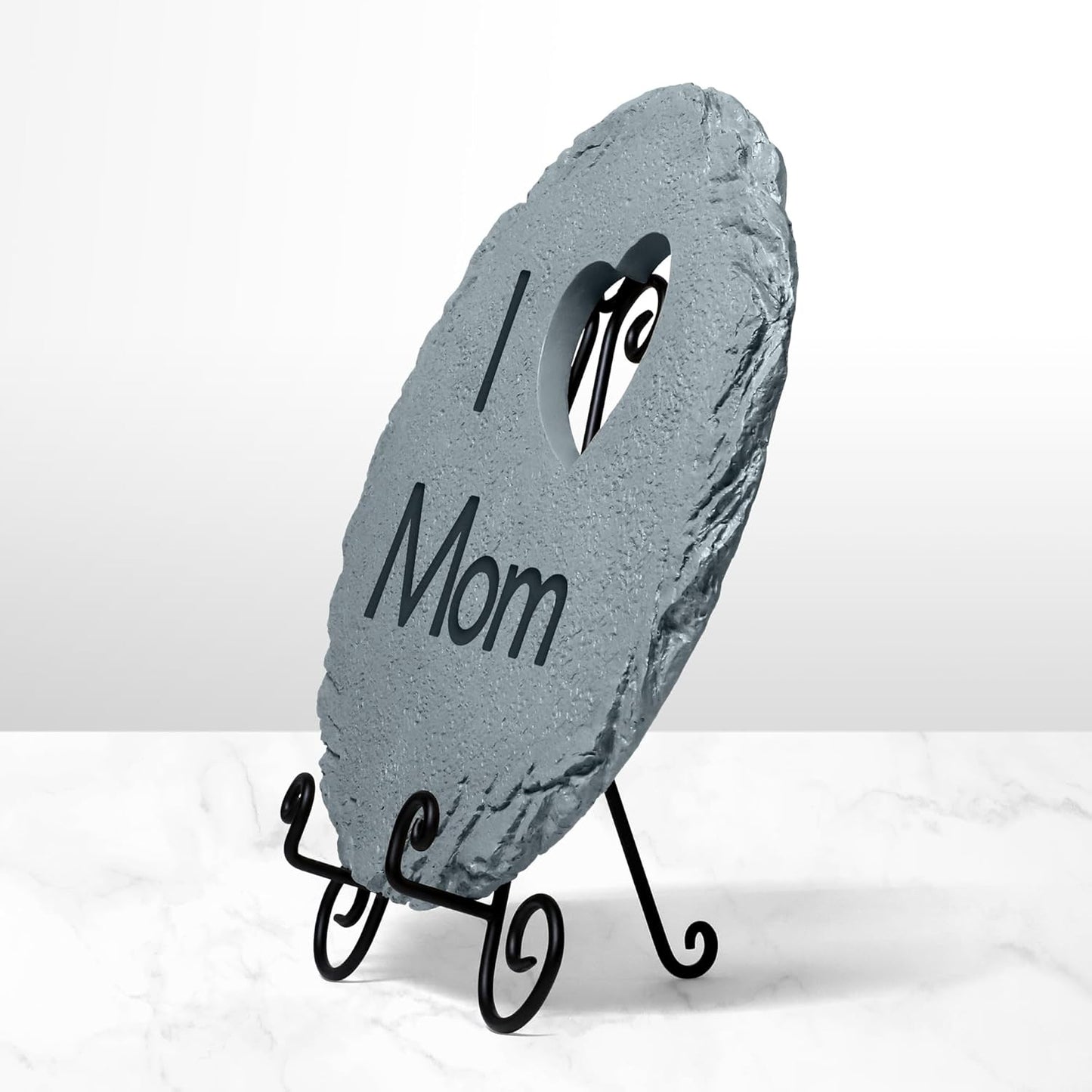 Let's Make Memories Personalized Garden Stone - Resin - Custom Garden Décor - Round Stone with Heart Cutout - for Dad - for Father's Day-VerdiqueGarden