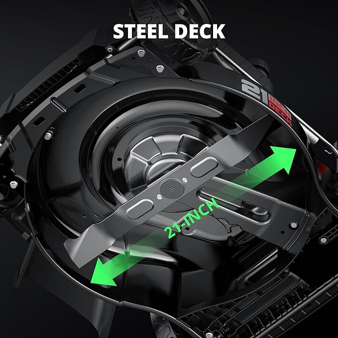 21" Gas Lawn Mower, Self-propelled Lawn Mower 3-in-1, 170cc OHV Engine with Forced Air Cooling, 6 Cutting Heights, 1.4-Bushel Grass Catcher-VerdiqueGarden