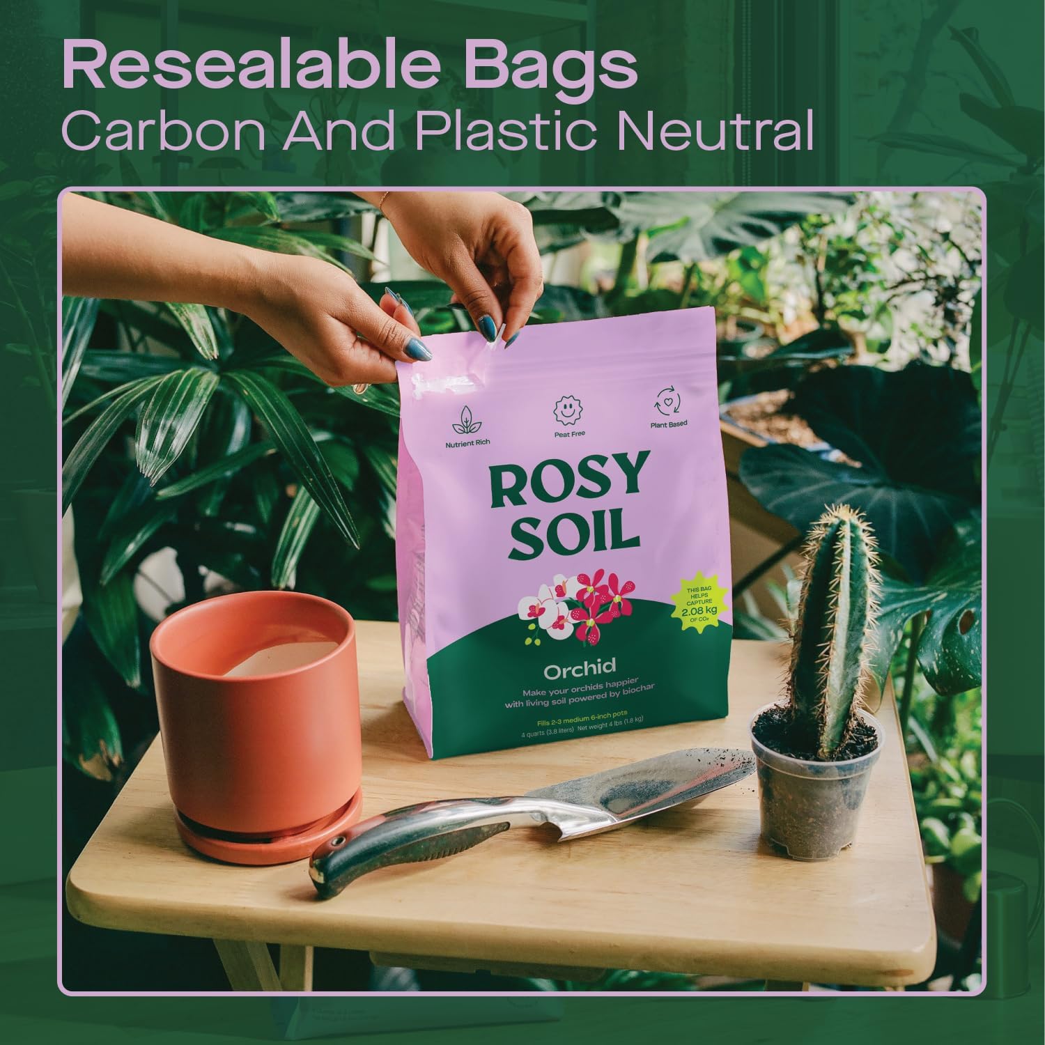 Rosy Soil Orchid Soil Potting Mix - Superior Aeration & Drainage for Orchids - Peat-Free, Microbially Active Biochar Powered Soil for Orchid Plants - Ideal for Indoor Gardening - 4 Quarts-VerdiqueGarden