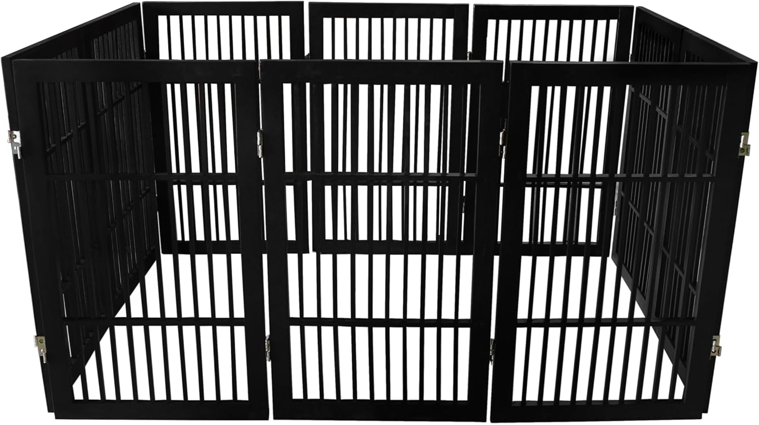 Pet Dog Gate Strong and Durable Freestanding Folding Acacia Hardwood Portable Wooden Fence Indoors or Outdoors by Urnporium (Black Pet Gate, 10 Panel 30" Tall)-VerdiqueGarden