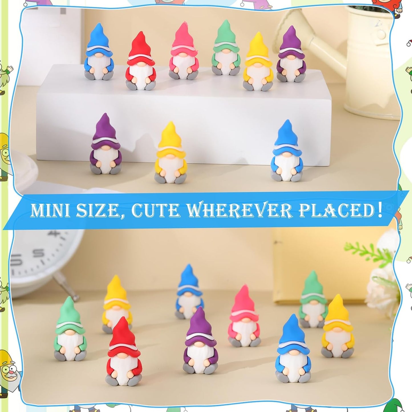 15 Pcs Mini Gnomes Figurines Tiny Fairy Resin Gnomes Statue Garden Bulk for Goody Bag Stuffers Filler Party Favors Gifts Decor Dwarf Statues Garden Dollhouse Micro Landscape Accessories-VerdiqueGarden