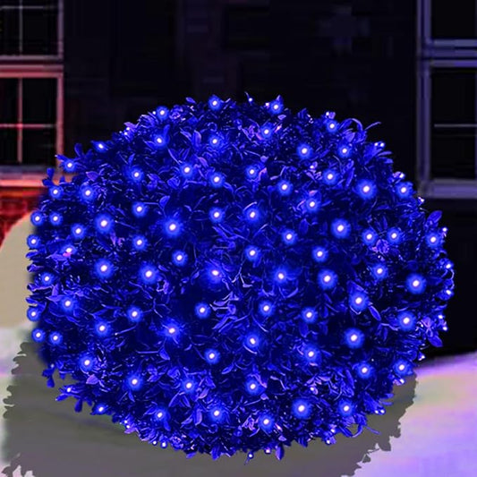 HISHINY LED Blue Christmas Net Lights Outdoor Christmas Decorations 5ftx5ft 100LED Green Wire,Connectable Outdoor Indoor Yard Mesh Shrub Net Lights String for Halloween Chritmas Party,Tree,Bush(Blue)-VerdiqueGarden