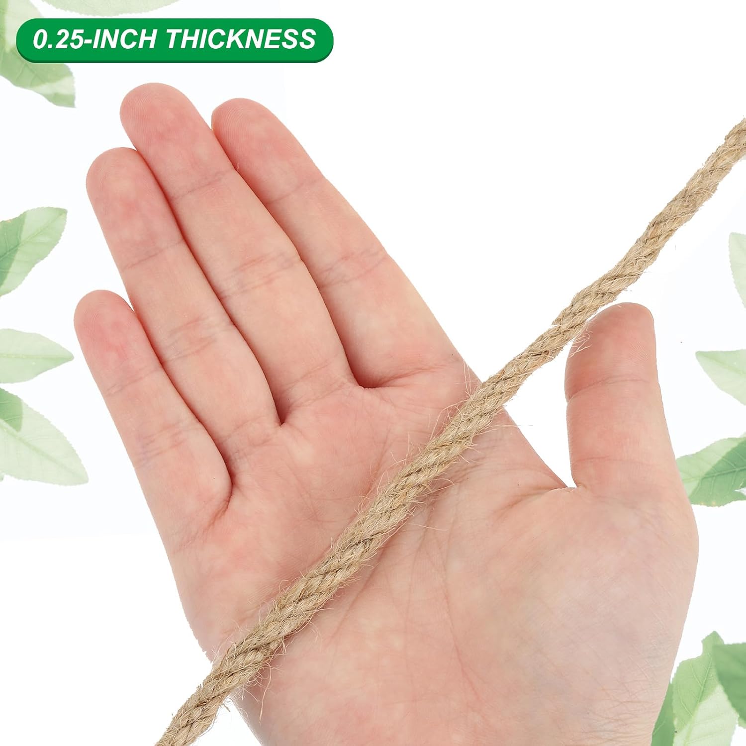 PATIKIL 1/4" x 100 Ft Twisted Manila Rope Jute Rope Natural Thick Jute Rope Twine Burlap Rope for Docks Railings Bundling Craft Tug of War Decorating-VerdiqueGarden