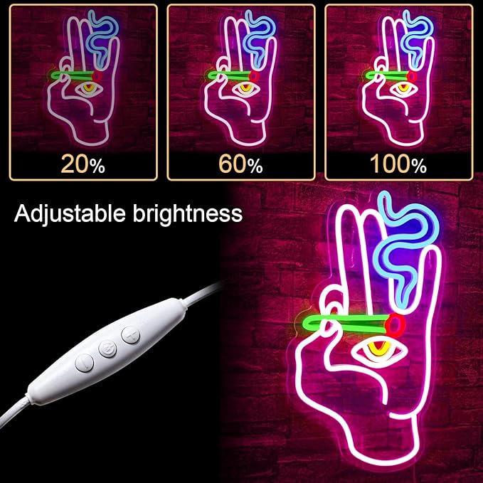 WLHOPE Evil Eye Neon Signs Hand Eye Neon Signs Pink Blue Led Neon Signs for Wall Decor, Hamsa Neon Sign, USB Connectivity Eye Neon Light Signs for Bedroom Game Room Home Bar Pub Cafes Party Gift-VerdiqueGarden