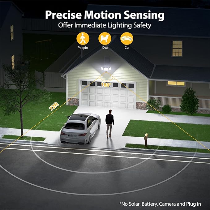 Onforu 65W Motion Sensor Outdoor Lights, 6000lm 6500K Daylight Flood Light Outdoor Motion Sensor, IP65 Waterproof Motion Detected Lights for Outside, Hardwired LED Security Light for Garage Yard-VerdiqueGarden