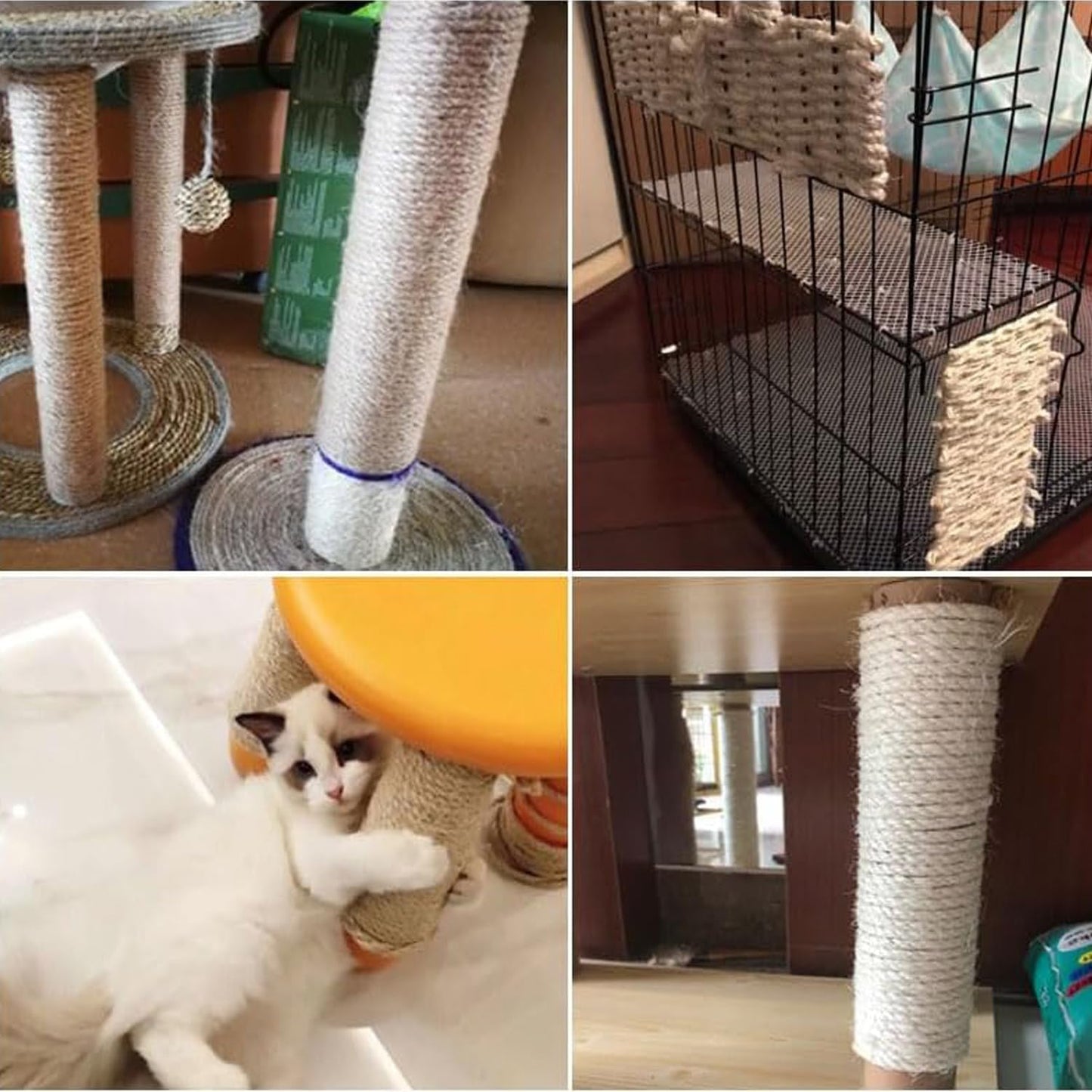 1/4 in (6 mm) X 328 Ft (100 Meters) Natural Sisal Hemp Rope Heavy Duty Thick Twine for Cat Scratcher Post Tree, Garden, Binding, Crafts Packing Material-VerdiqueGarden