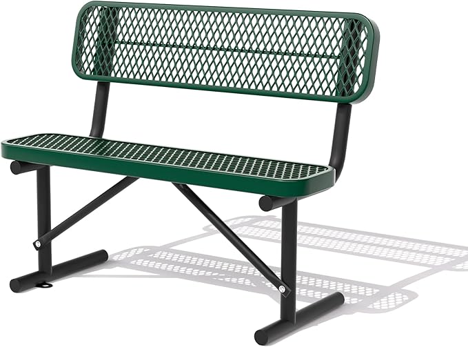 4/6/8 Feet Park Bench for Outside Heavy Duty Metal, Garden Benches Outdoor Bench with Backrest & Portable Frame, for Shopping Malls Stores Parks Patios Decks, Green-VerdiqueGarden