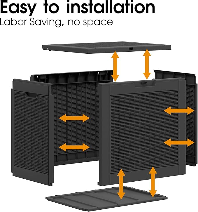 KAMABOKO 30 Gallon Outdoor Storage Box, Resin Deck Boxes Indoor and outdoor, Waterproof Storage Box Lockable Lid for Garden Tools, Package Delivery, Pool Supplies, Patio Cushions, Black-VerdiqueGarden