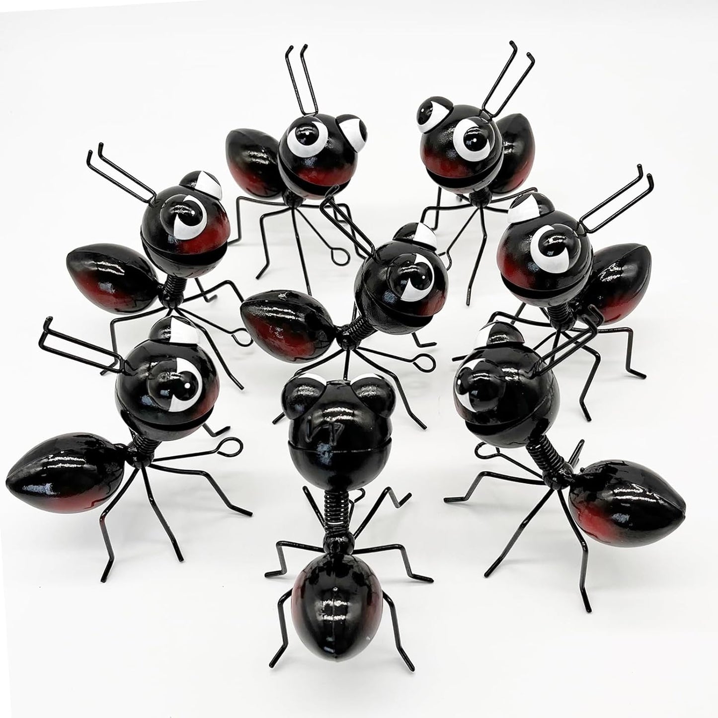 Metal Yard Art Garden Decor for Outside Cute Ants Yard Decorations Outdoor Lawn Ornaments Backyard Gifts for Mom - Set of 8（All Black）-VerdiqueGarden