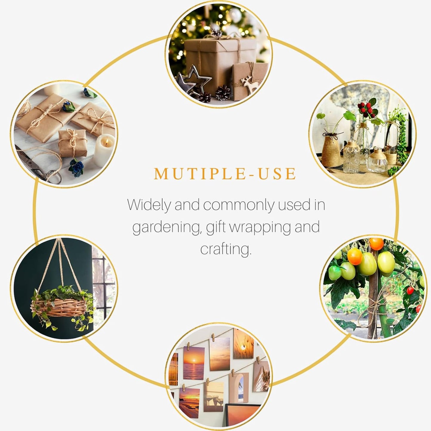 Garden Twine 3mm, 328 Feet Natural Jute Twine for Garden, Crafts, Gifts Wrapping, Packing and Home Decor-VerdiqueGarden