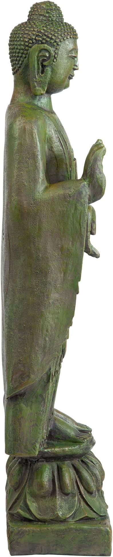 Design Toscano Enlightened One Asian Decor Indoor/Outdoor Garden Statue, 12 inches Wide, 40 inches Tall, Cast Stone Resin, Green Bronze Finish-VerdiqueGarden