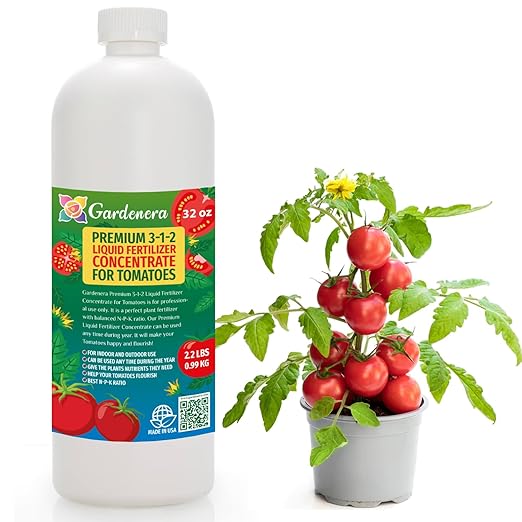 Premium Liquid Tomato Plant Fertilizer - 3-1-2 Concentrate for Indoor Plants and Flowers by Gardenera | Organic Plant Food for Tomatoes - 32oz-VerdiqueGarden