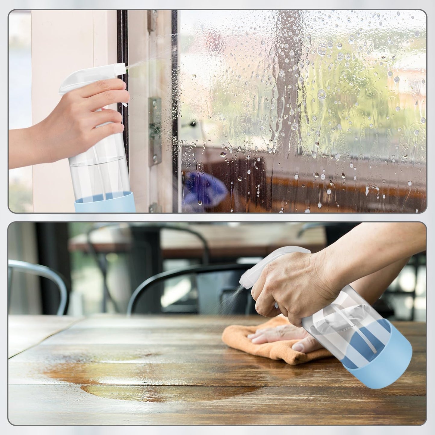 Glass Spray Bottles with Silicone Sleeve Protection, Empty 16 oz Refillable Containers, Reusable Spray Bottles with Adjustable Nozzle for Hair, Cleaning Solutions, 3 Pack Blue-VerdiqueGarden