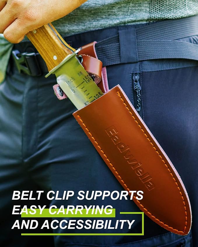 Hori Hori Trowel Knife Japanese Weeding Knife Garden Knife Tool with Sheath for Landscaping Digging, Dividing Plants, Planting Bulbs, Digging Out Weeds, Removing Rocks, Cutting Through Roots-VerdiqueGarden