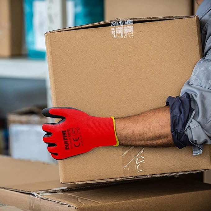 DULFINE Safety Work Gloves PU Coated-60 Pairs,Red Seamless Knit Glove with Polyurethane Coated Smooth Grip on Palm & Fingers, for Men and Women, Ideal for General Duty Work (XX-Large)-VerdiqueGarden