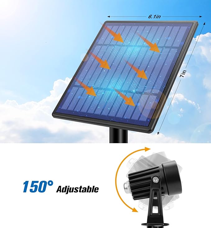 APONUO Metal Solar Spot Lights Outdoor with 9.8ft Cable Solar Powered Landscape Lighting Low Voltage IP65 Waterproof Auto On/Off for Outside Garden Yard Landscape Pathway Garage-Multicolor(2-in-1)-VerdiqueGarden