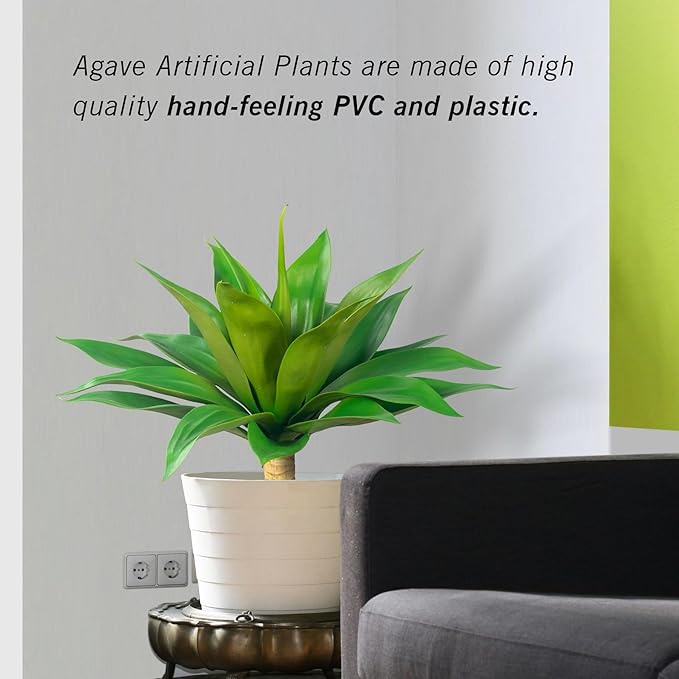 Artificial Agave Plants,Large UV Resistant Fake Agave Planters for Indoor and Outdoor Decorating Plantas Artificiales Decorativas Grandes(2Pack, 28")-VerdiqueGarden