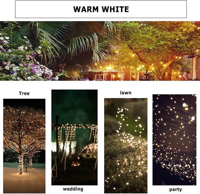 Christmas Tree Light 200 LEDs 73ft Green Cable Wire Fairy String Twinkle Lights Plug in 12 Modes for Xmas Party, Indoor, Outdoor, Garden, Wedding, Home Decoration (Warm White)-VerdiqueGarden