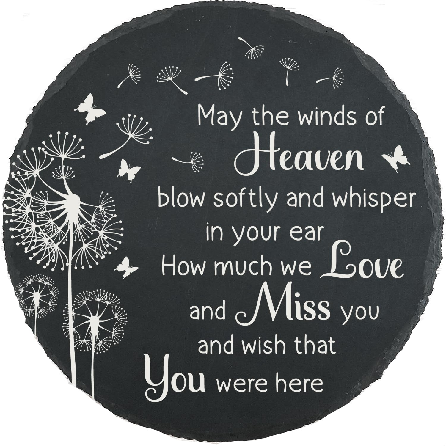 Memorial Garden Slate Stone, Memorial Plaque Sympathy Gifts for Loss of Loved One, Dandelion Memorial Gifts for Loss of Father, Mother, Brother, Son, Husband Stones TNA16-VerdiqueGarden
