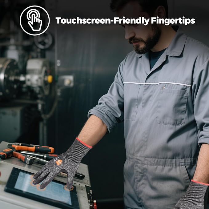 Donfri A9 Cut Resistant Work Gloves for Men - Steel + HPPE Hybrid Safety Gloves for Men, ANSI Cut Level 9 Protection Flexible for Metal Glass Wood Construction Fishing-VerdiqueGarden