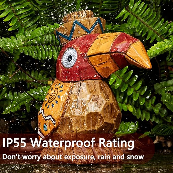 Solar Tiki Statue-WoodWoodpecker Bird-Garden Hawaiian - Solar Outdoor Light Garden Sculptures & Statues Totem Pole Bar Outdoor Patio Pool Yard Summer Decorations-VerdiqueGarden