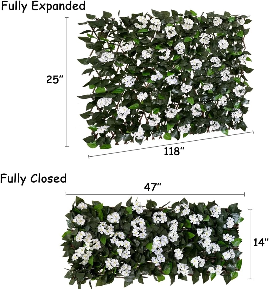 Expandable Fence Privacy Screen for Balcony Patio Outdoor,Decorative Faux Ivy Fencing Panel,Artificial Hedges-VerdiqueGarden