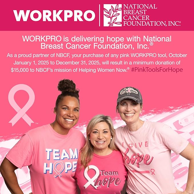 WORKPRO Garden Bag, Garden Tool Tote Storage Bag with 8 Pockets, Home Organizer for Outdoor Gardening Caddy, Garden Tool Kit Holder (Tools NOT Included), Pink Ribbon, Garden Gifts-VerdiqueGarden