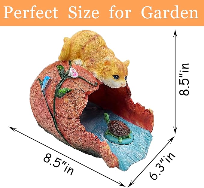 Teaeeno Orange Cat Decor Statue Gutter Downspout Extension Decorative,Animal Statue Outdoor Decor,3"×4" Rain Gutter Downspout Splash Block,Garden Splash Block Outdoor Sculpture,Rain Downspout Diverter-VerdiqueGarden