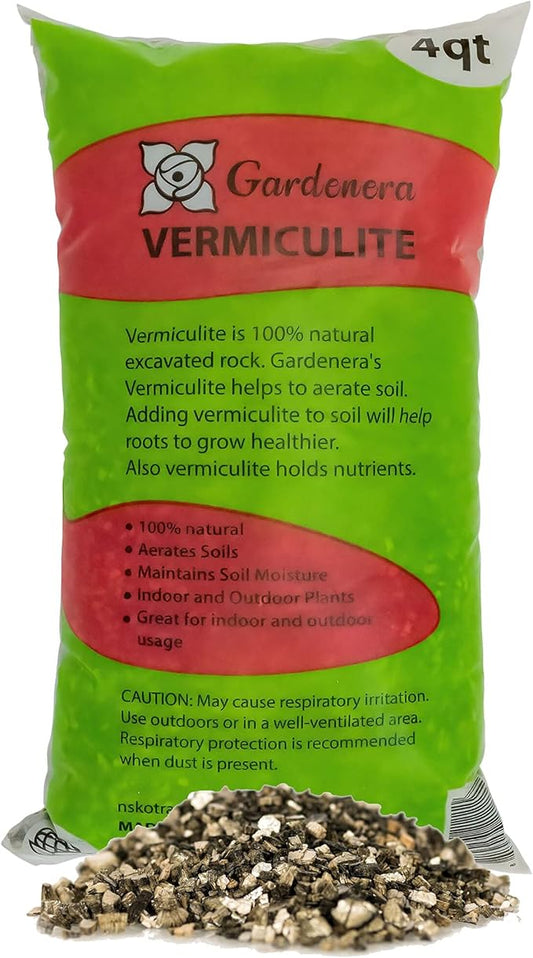 Horticultural Organic Vermiculite by GARDENERA - Medium Grade - Natural Soil Additive for Potted Plants, Orchids, Hydroponics, Terrariums (4 Quart)-VerdiqueGarden