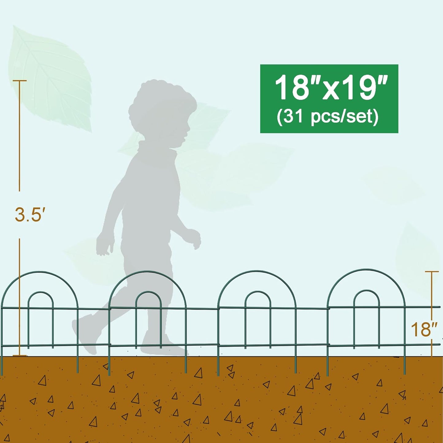 Decorative Garden Folding Border Fence, Metal Wire Edging Flower Fence Panel 18in X50ft Outdoor Patio Landscape-VerdiqueGarden